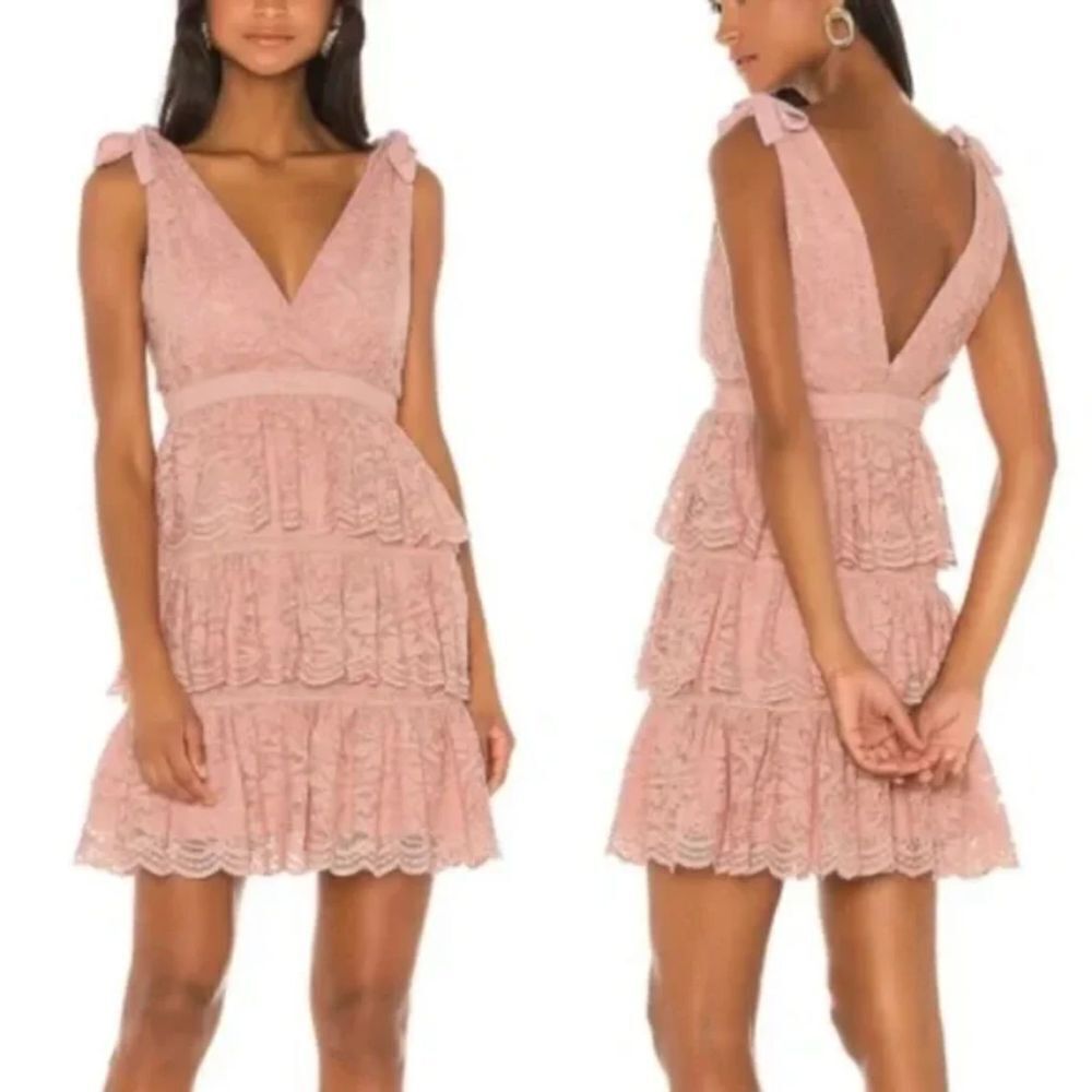 NWT BARDOT Roxie Pink Tiered Lace Ruffle Sleeveless Mini Dress Size 8 / Medium